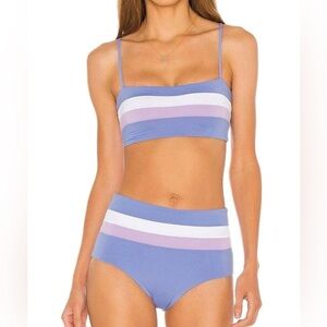 L*Space Blue and Purple Striped Bikini
